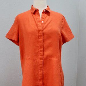 JJill Love Linen Button Front Shirt Dress Size M